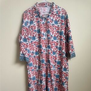 Victoria Dunn button down  red, white and blue dress, size L